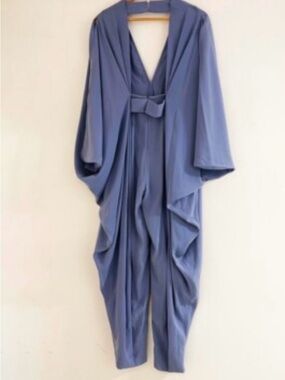 AQ/AQ Women’s Draped V-Neck Jumpsuit in Dusty Blue/lilac Size 6 NWT